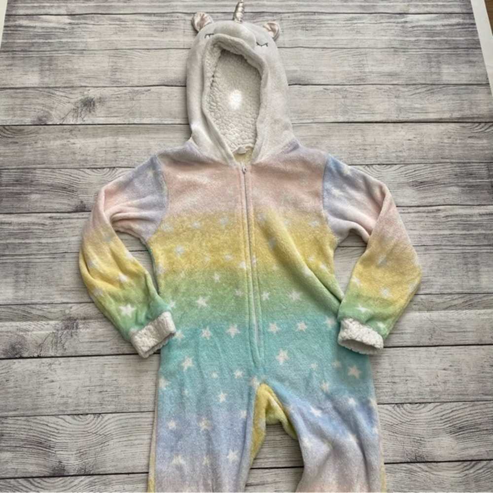 Unicorn Hooded Rainbow Onsie Full Zip Kenzie Girl Size Small